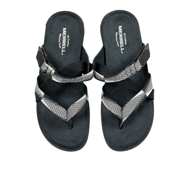 Merrell EUC Mendi Thong Sandals Women's 6 Black White J000788 Performance - Picture 2 of 9